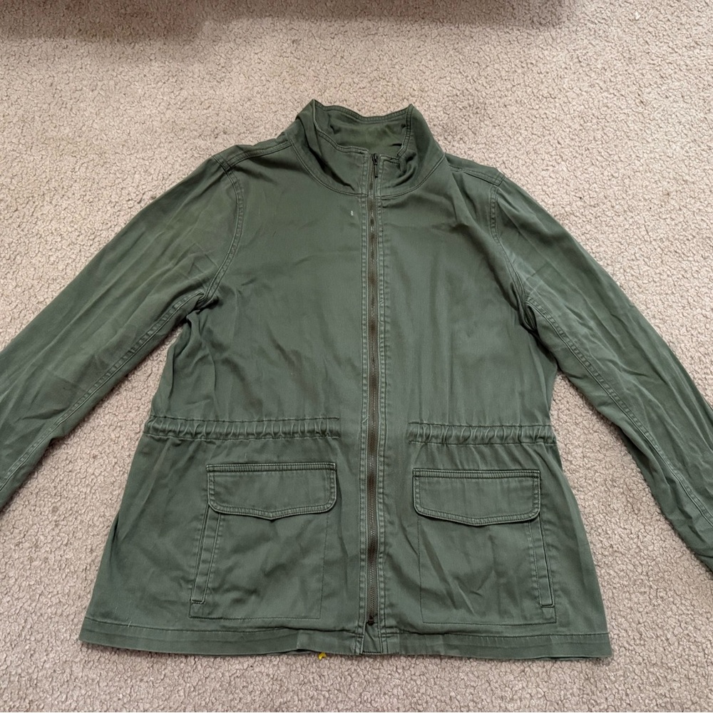 My Michelle Green Utility Jacket with Stand-Up Collar